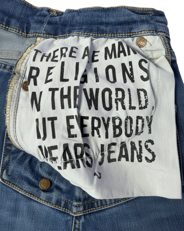 True Religion Blue Rocco Relaxed Skinny Distressed Jeans