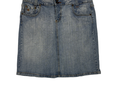 Paris Blues Light Wash Denim with Double Button Mini Skirt - L | Waist: 30"