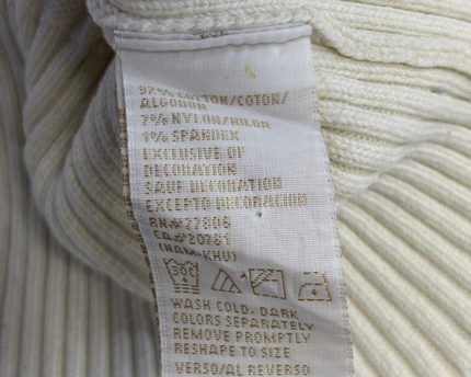 Tommy Hilfiger White Cable-Knit V-Neck Sweater