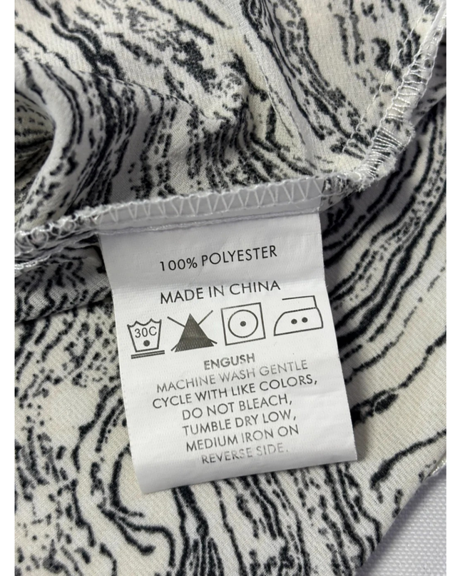 ZALORA WORK White and Black Marble Print Short Sleeve Blouse