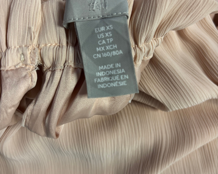 H&M Peach Sleeveless Ruffle Neck Smocked Midi Dress