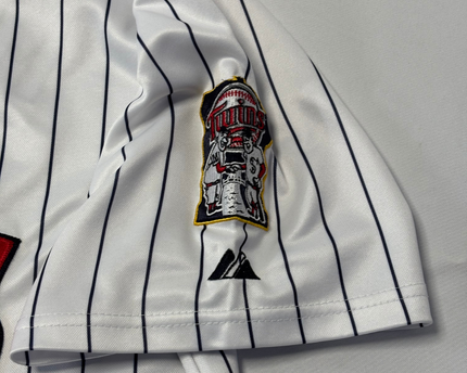 Majestic White Minnesota Twins Justin Morneau #33 Pinstripe Baseball Jersey