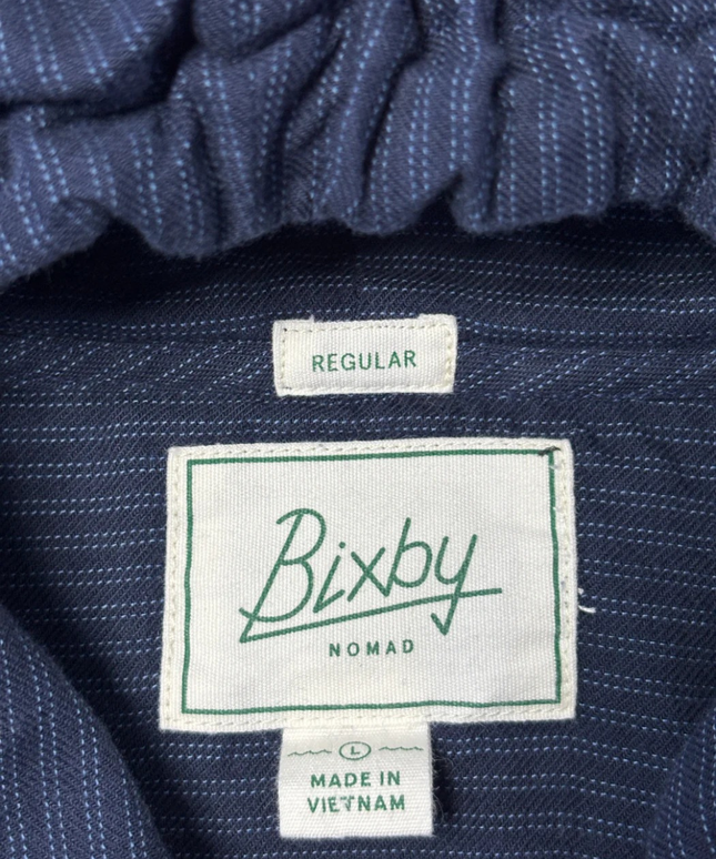 Bixby Nomad Navy Blue Hooded Button-Down Shirt