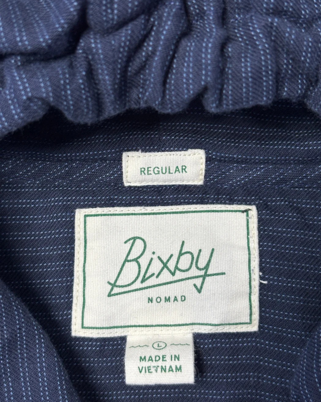 Bixby Nomad Navy Blue Hooded Button-Down Shirt
