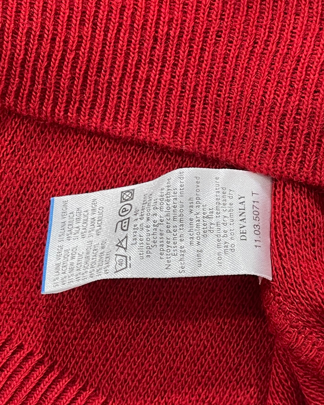 Lacoste Red V-Neck Knit Sweater