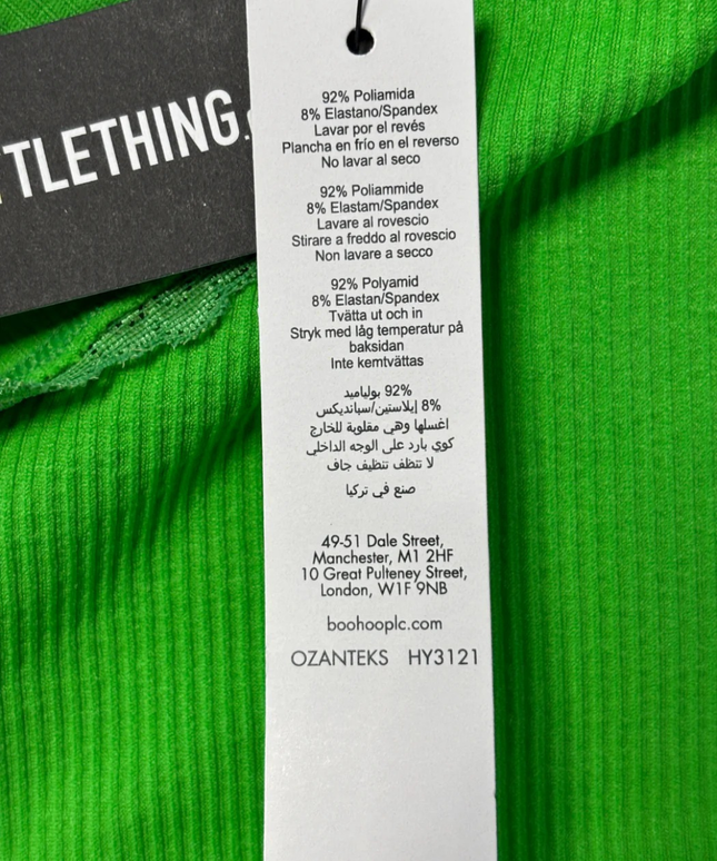 PrettyLittleThing Bright Green Ribbed Lace Trim Shorts W/Tags