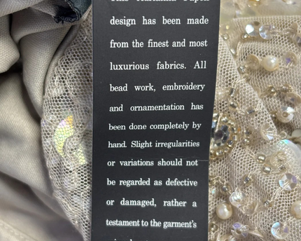Adrianna Papell Beige Beaded Mesh Evening Gown W/Tags
