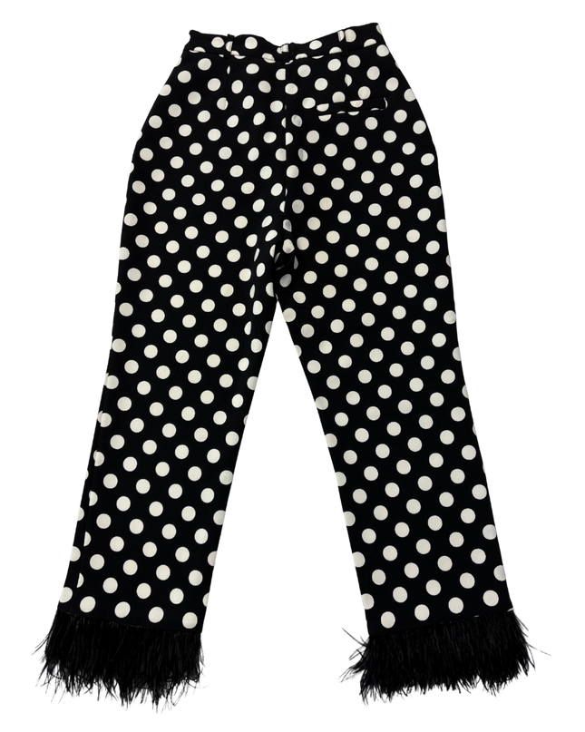 Topshop Polka Dot Feather Trim Blazer and Trousers Set