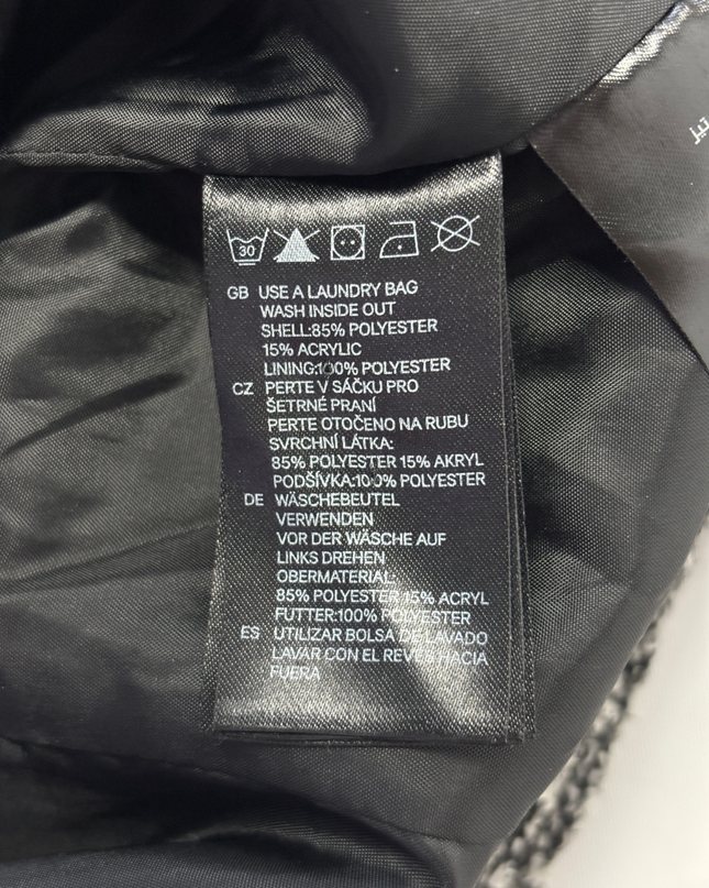 H&M Black and White Bouclé Moto Style Jacket