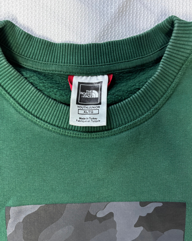 The North Face Green Graphic Box Logo Youth Crewneck Sweatshirt