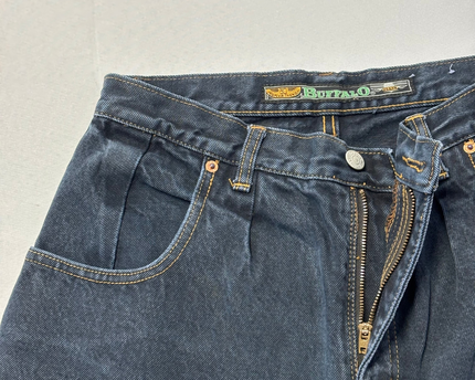 Buffalo Dark Blue Vintage-Style Patchwork Tapered Jeans