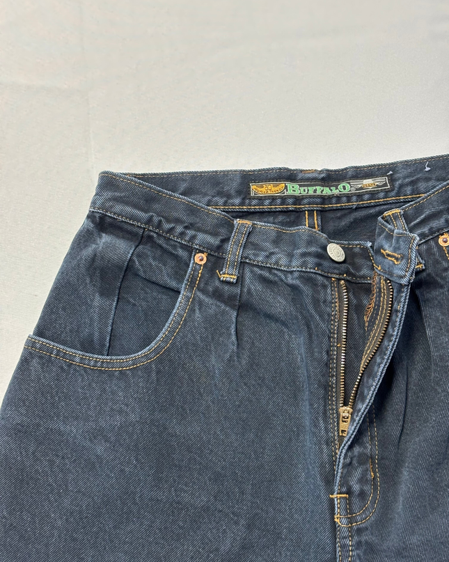 Buffalo Dark Blue Vintage-Style Patchwork Tapered Jeans