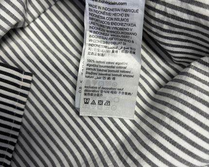 Calvin Klein Black/White Striped Short Sleeve Button-Down Shirt