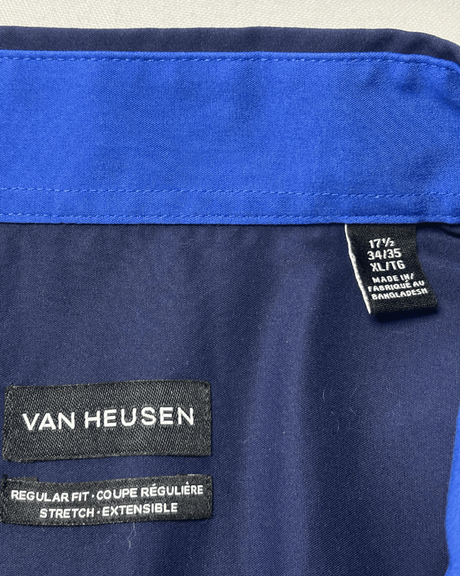 VAN HEUSEN Regular Fit Stretch Long Sleeve Navy Shirt