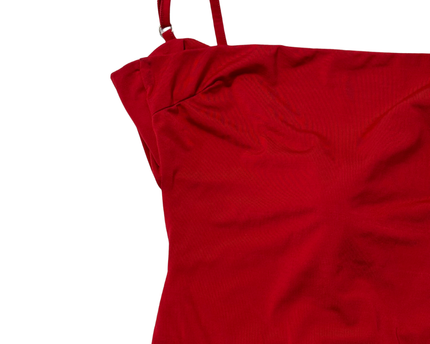 Tiger Mist Vibrant Red Square Neck Bodysuit