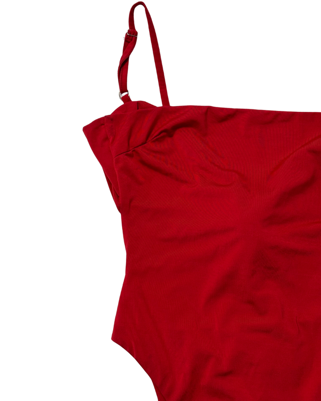 Tiger Mist Vibrant Red Square Neck Bodysuit