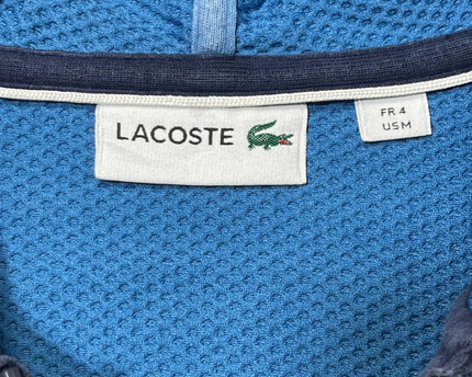 Lacoste Navy Blue Full-Zip Textured Sleeve Hoodie