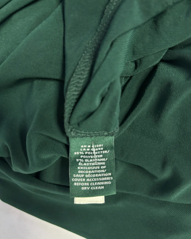 Lauren Ralph Lauren Green One-Shoulder Ruched Maxi Gown