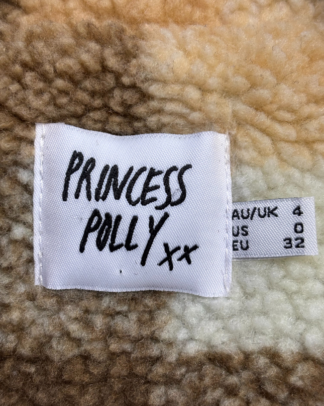 Princess Polly Brown Plaid Cropped Sherpa Jacket