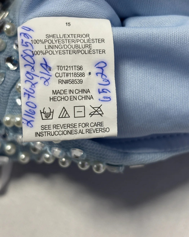 Say Yes to the PROM Light Blue Beaded and Sequined Crop Top