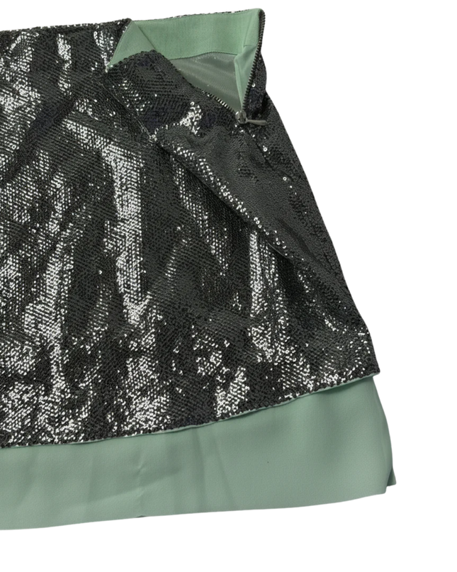 Massimo Dutti Silver Sequin Mini Skirt W/TAG