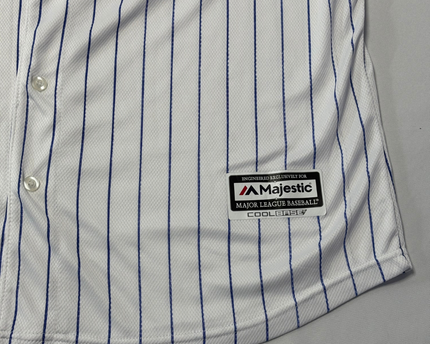 Majestic White Chicago Cubs Kris Bryant #17 Pinstripe Baseball Jersey