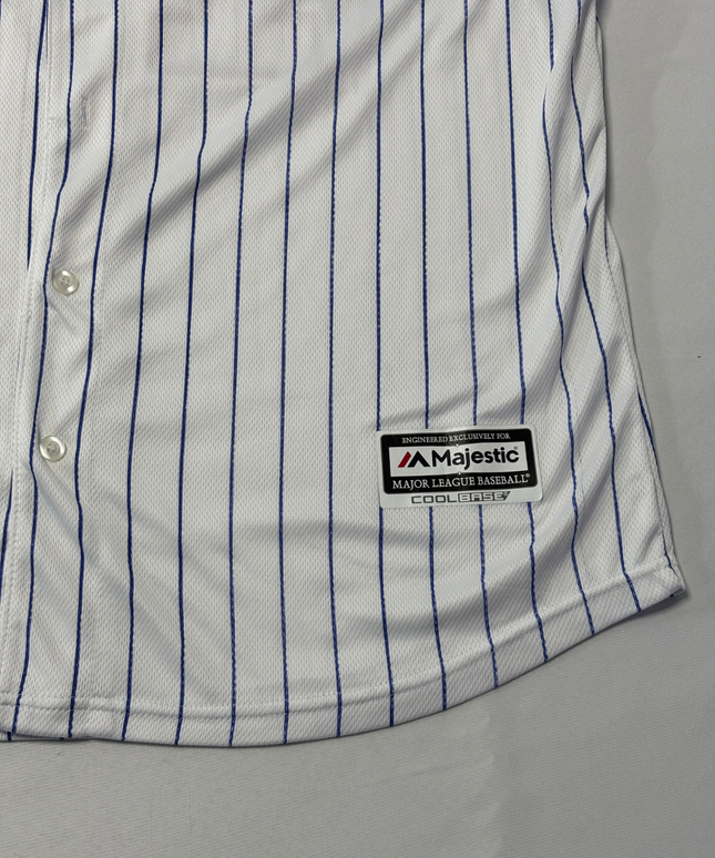 Majestic White Chicago Cubs Kris Bryant #17 Pinstripe Baseball Jersey