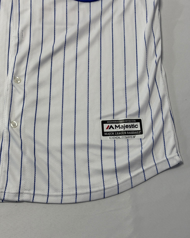 Majestic White Chicago Cubs Kris Bryant #17 Pinstripe Baseball Jersey