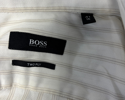 Hugo Boss White / Striped Long Sleeve Button Down Shirt