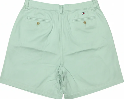 Tommy Hilfiger Mint Green Classic Pleated Cotton Shorts