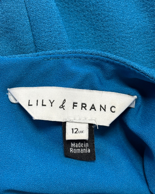 Lily & Franc Teal Knotted Front Midi Dress