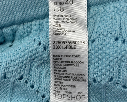 Topshop Light Blue Knit Pointelle Pencil Skirt
