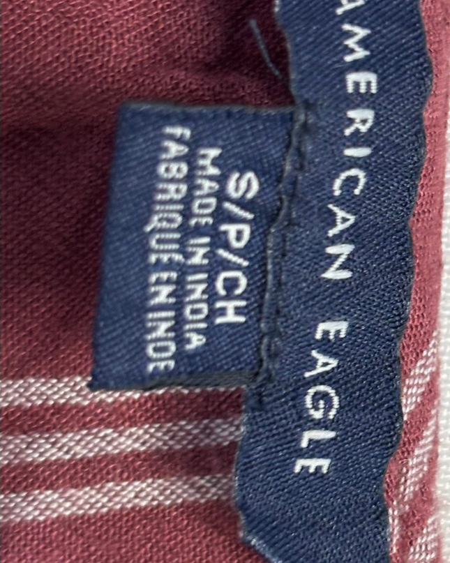 American Eagle Maroon Striped Tie-Front Shrug