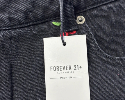 Forever 21+ Premium Black Cherry Embroidered Denim Jeans W/Tags