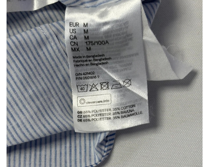 H&M Blue/White Striped Slim Fit Easy Iron Shirt