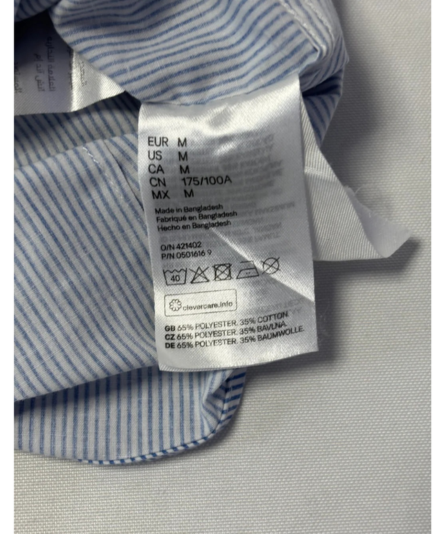 H&M Blue/White Striped Slim Fit Easy Iron Shirt