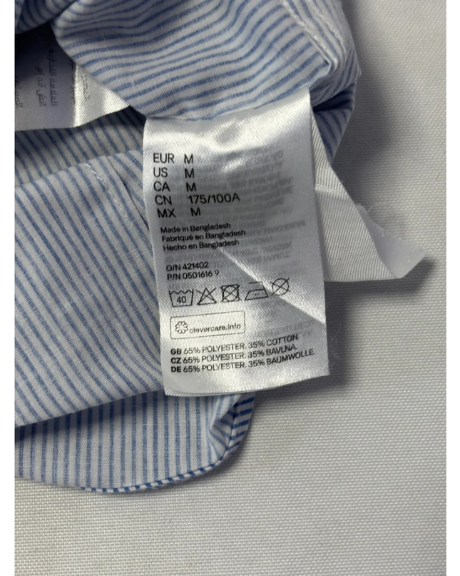 H&M Blue/White Striped Slim Fit Easy Iron Shirt