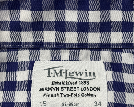T.M.Lewin Blue Gingham Slim Fit Non-Iron Cotton Shirt