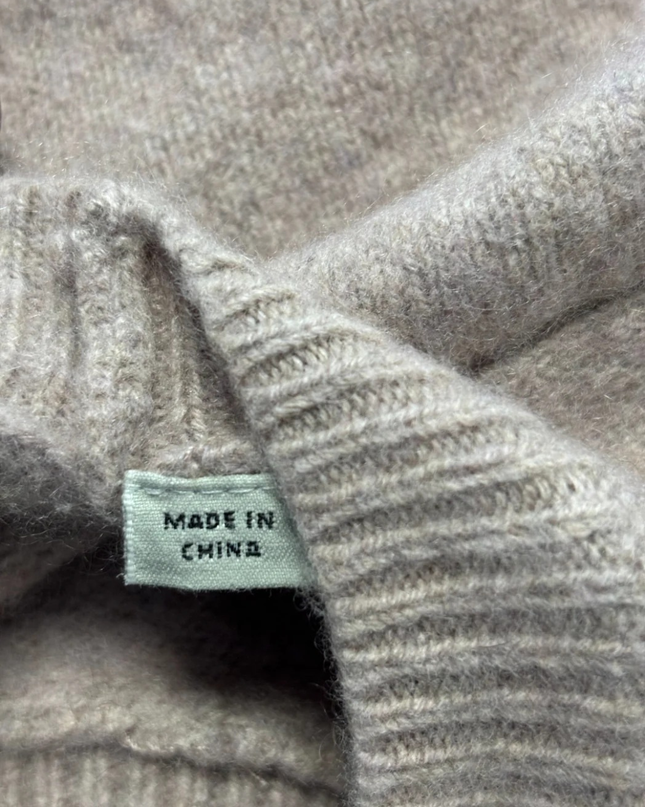 AllSaints Taupe Recycled Cashmere Blend Cropped Sweater