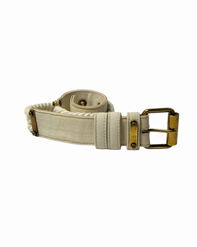 Nautical Off White Rope and Canvas Belt