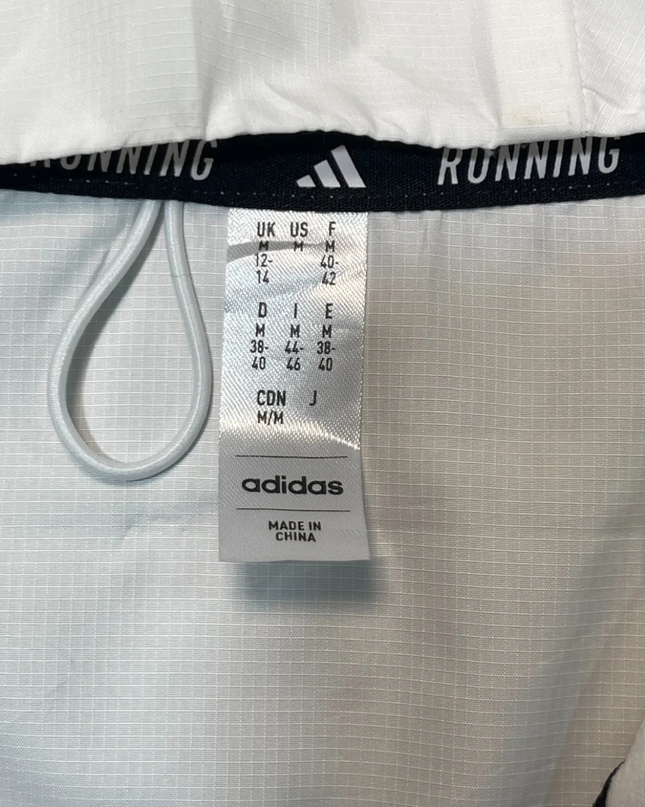 Adidas White Hooded Running Windbreaker Jacket