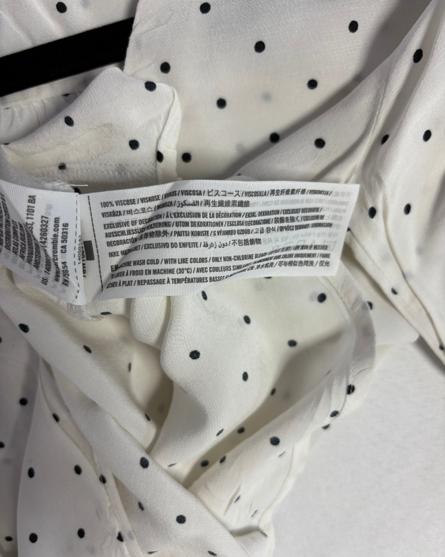 Abercrombie & Fitch White Polka Dot V-Neck Blouse