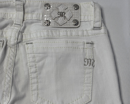 Miss Me White Distressed Embellished Skinny Jeans