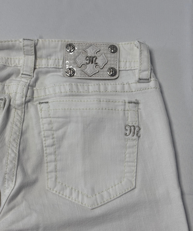 Miss Me White Distressed Embellished Skinny Jeans