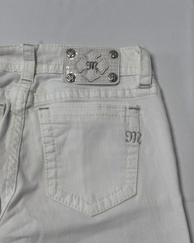 Miss Me White Distressed Embellished Skinny Jeans