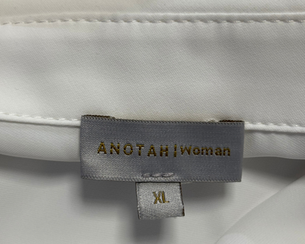 Anotah White Layered Blouse with Textured Statement Puff Sleeves