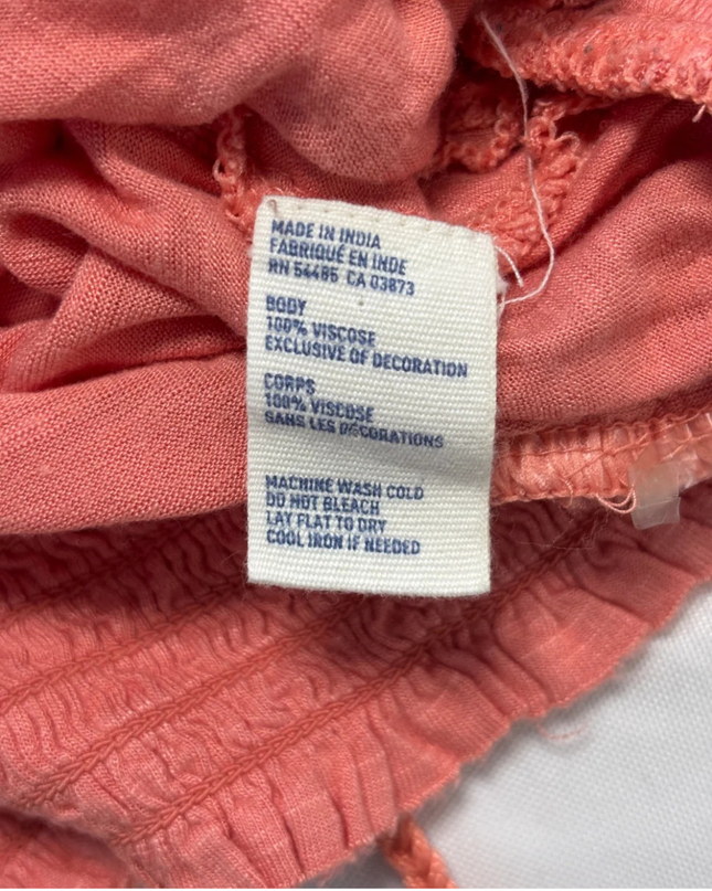 American Eagle Outfitters Coral Crochet Trim Smocked Hem Top