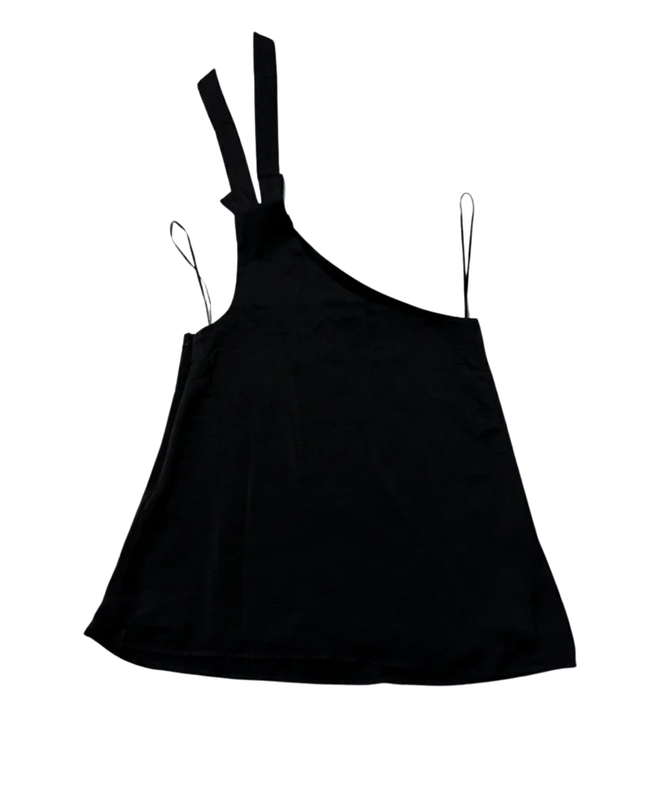 Bar III Black One-Shoulder Tie-Detail Top