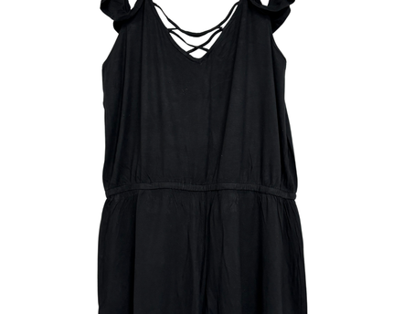 Aeropostale Black Ruffle with Crisscross Front Detail Strap Romper