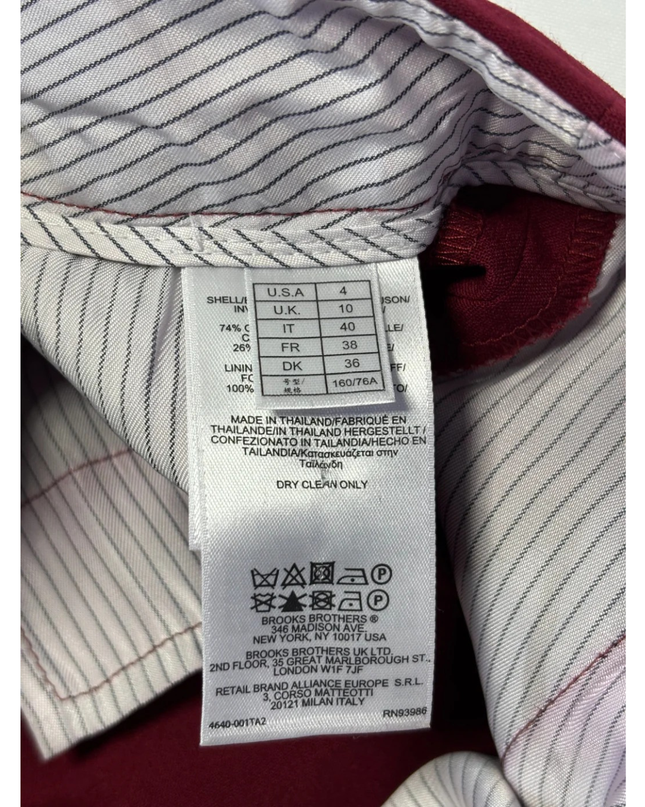 Brooks Brothers Red Fleece Maroon Slim-Fit Trousers